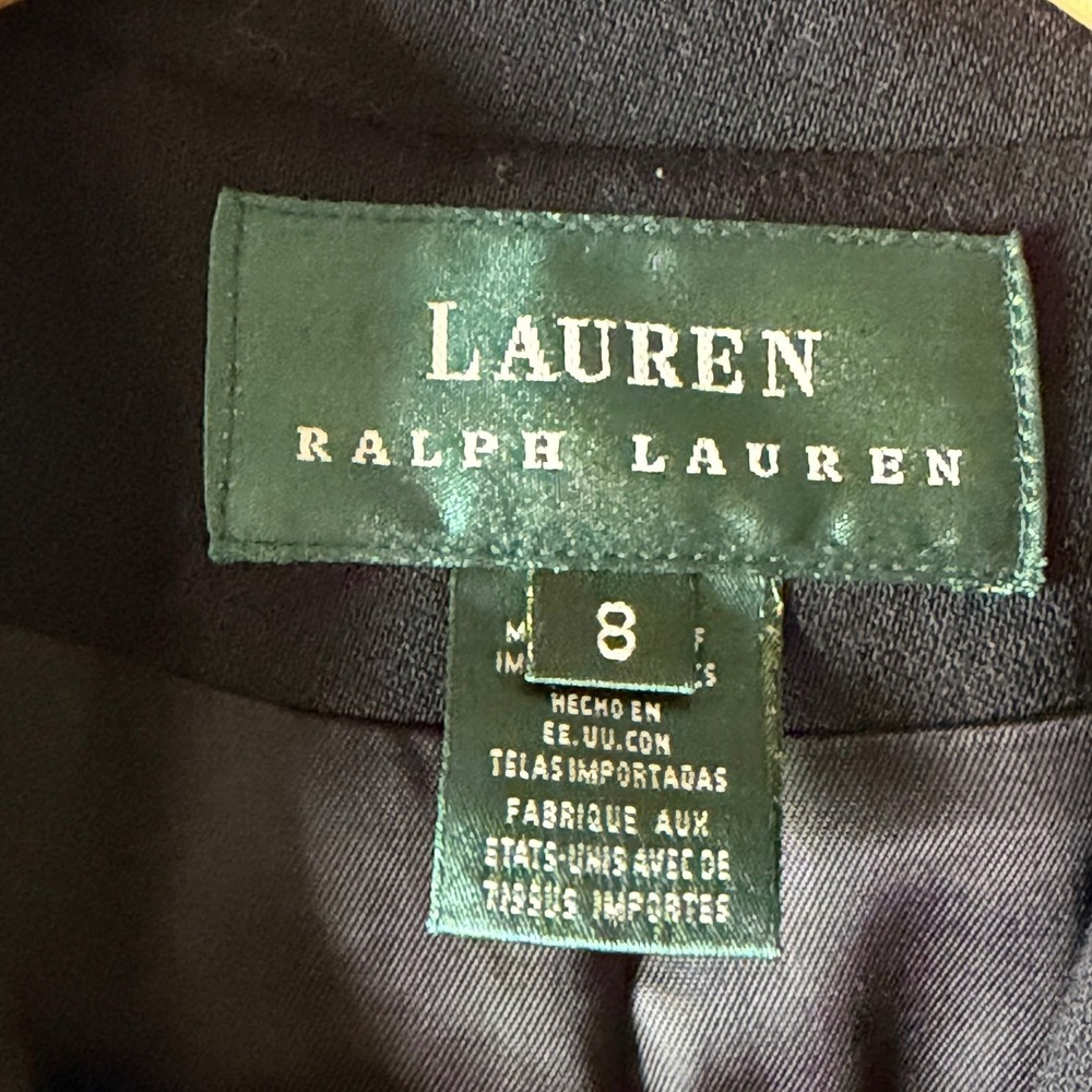 Lauren Ralph Lauren Wool Blazer Womens 8 Black Crest Patch EUC - Picture 3 of 5
